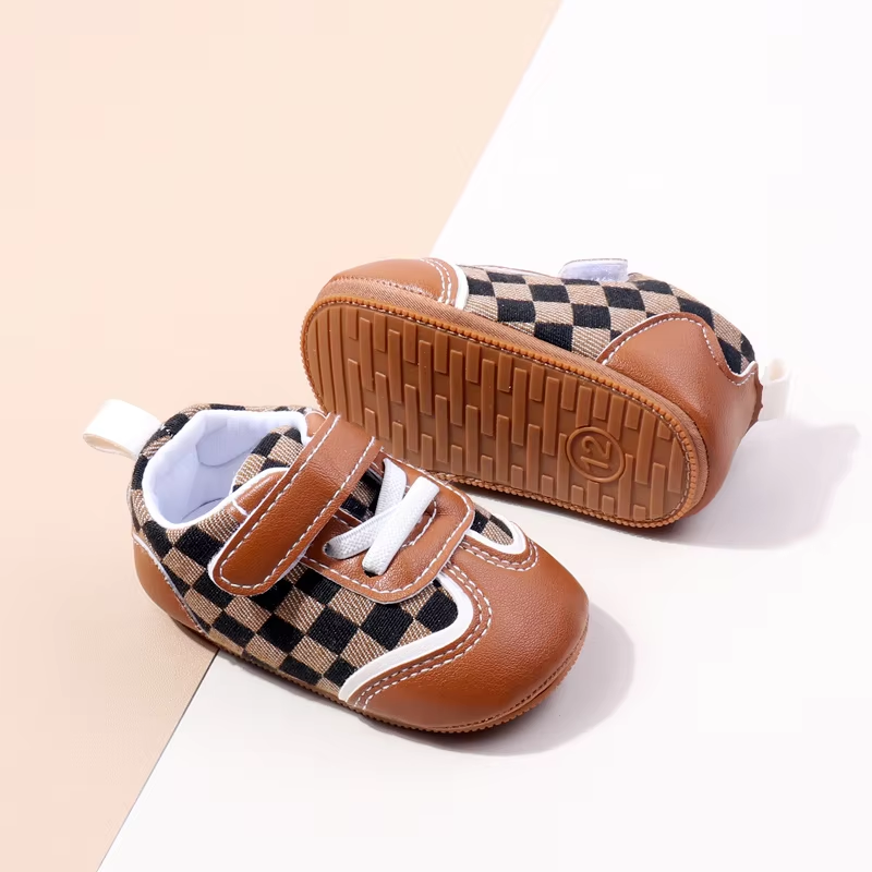 Brown checker toddler sport shoe